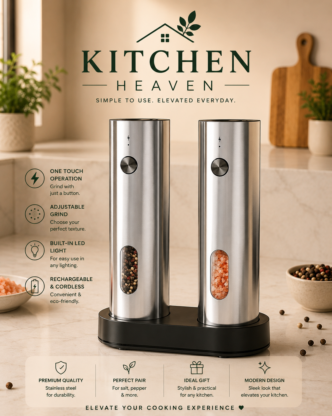 Rechargeable Salt & Pepper Grinder